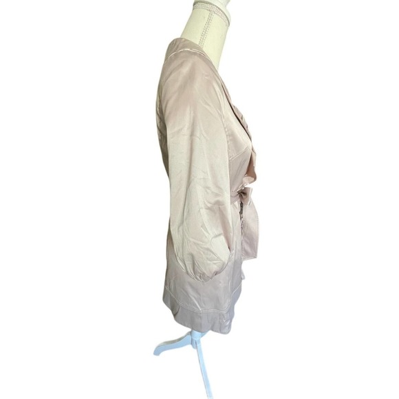 NWT C Luce Womens Double Breasted Ruffle Trench Coat Puff Sleeve Size S Pink - Picture 11 of 13